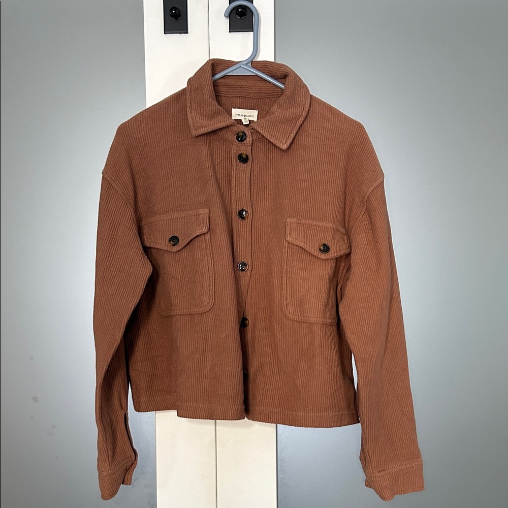 Thread & Supply Tan Brown Textured Cardigan